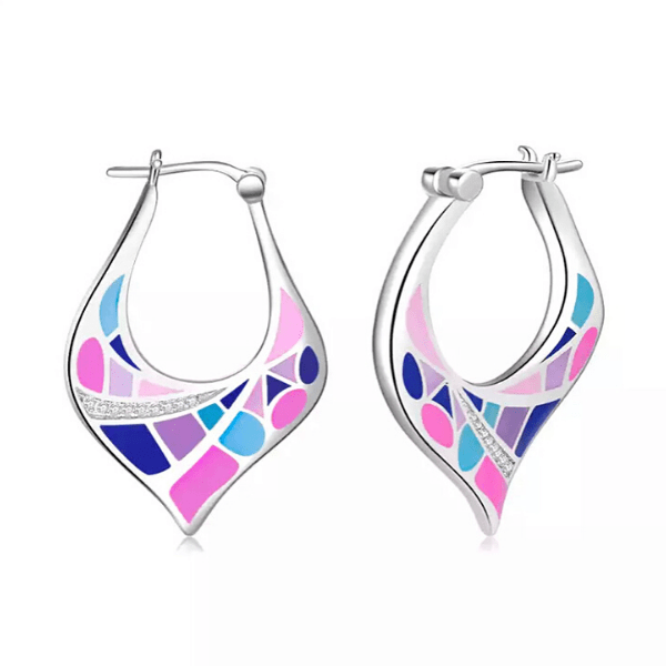 Vivacious Enamel Sterling Silver Hoop Earrings - Ella Moore