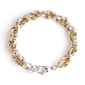 Polished Gold Silver Twisted Oval Womens Chain Bracelet