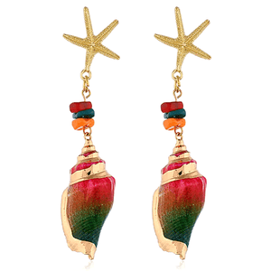 Rainbow Conch Dangling Seashell Earrings - Ella Moore