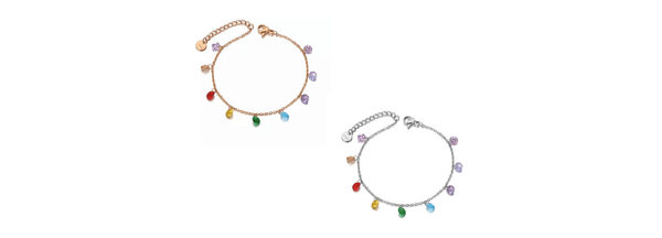 Cheerful Rainbow CZ Silver or Rose gold Charm Bracelet  - Ella Moore