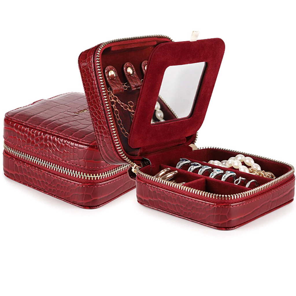Red Animal Print Jewelry Boxes for Travel - Ella Moore