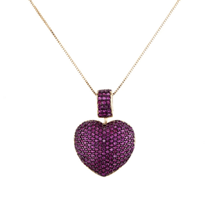 Red Dazzling Bold CZ Gold Heart Necklace - Ella Moore