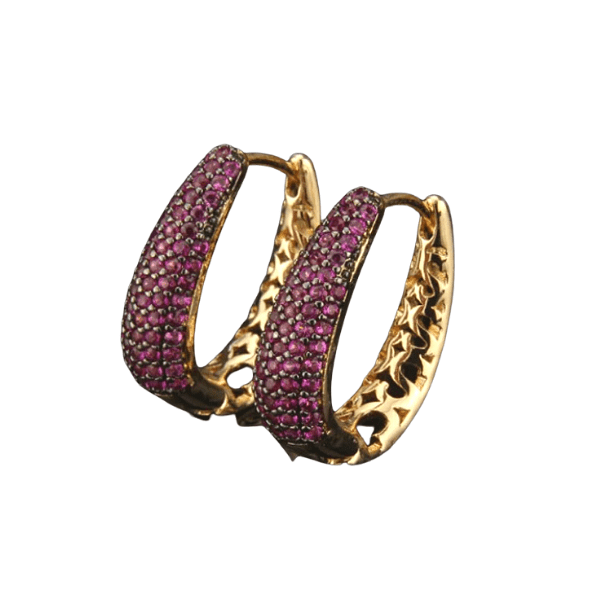 Dazzling CZ  Women Gold Hoop Earrings
