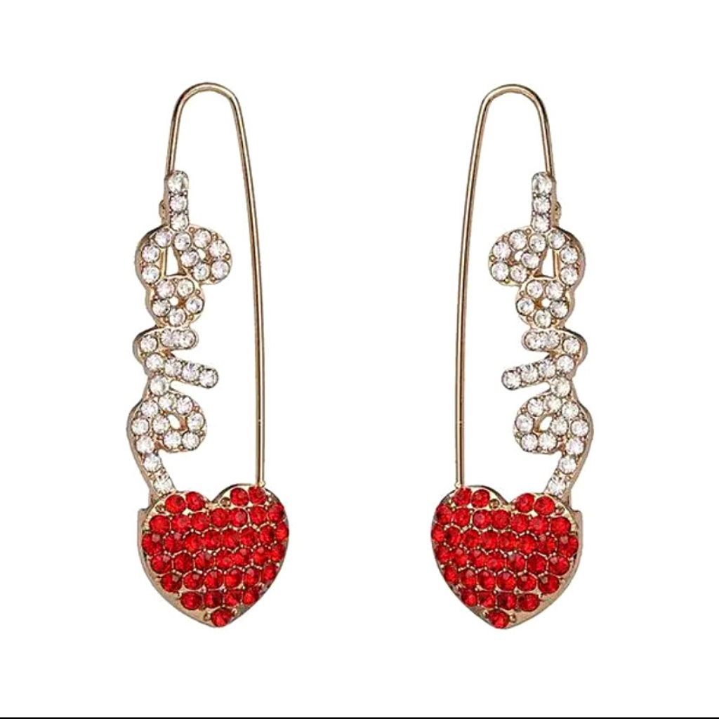 Rhinestone safety pin best sale earrings