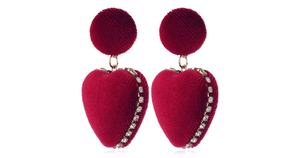 Rich Velvet Dangle Heart Earrings