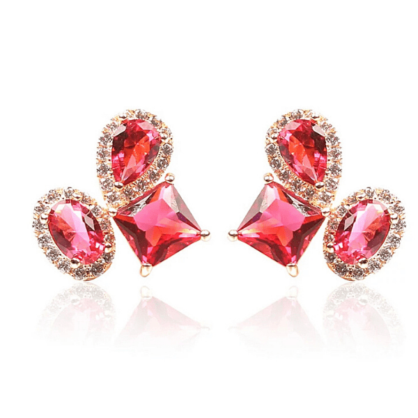 Red CZ Cubic Zirconia gold Clip On Earrings - Ella Moore