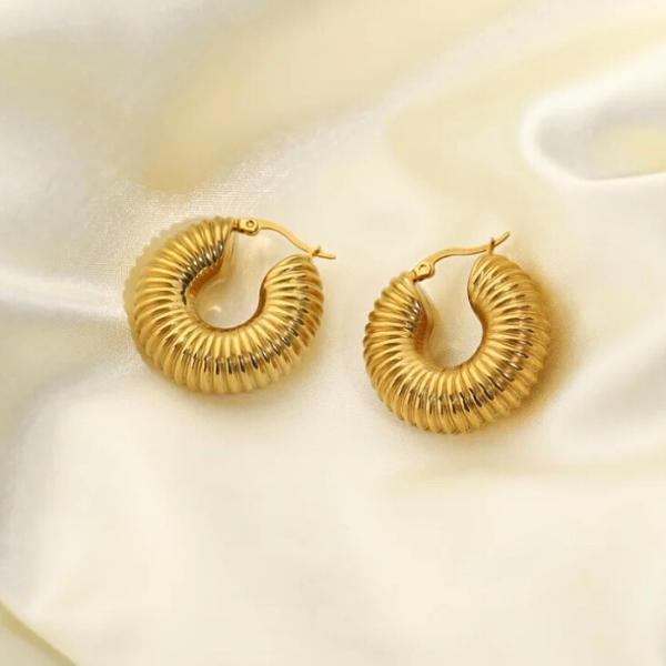 Refined Spiral Gold Huggie Hoop Earrings - Ella Moore