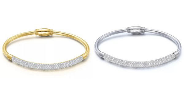 Gold Bejeweled Rhinestone Snake Chain Magnetic Bracelet - Ella Moore
