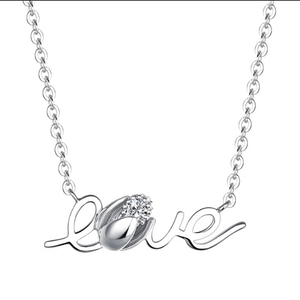 Delicate Sparkling Rose Bud CZ & Love Sterling Silver Necklace - Ella Moore