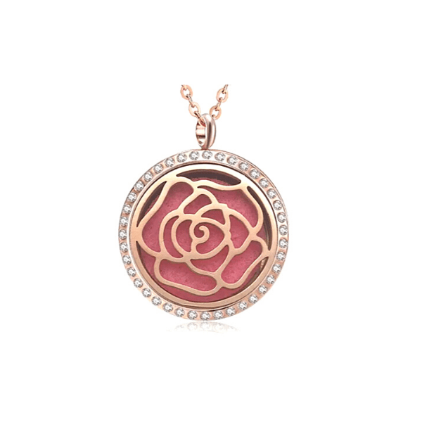 Sophisticated Rose Gold Aromatherapy Rose Essential Oils Diffuser Necklace & Bracelet set - Ella Moore