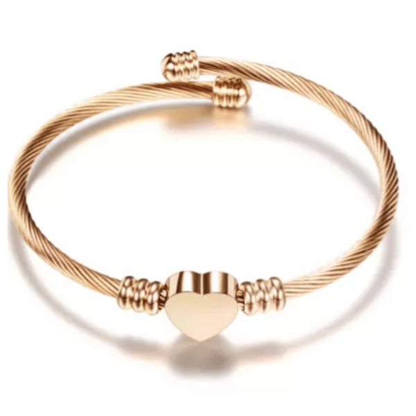 Refined Simplicity Three Piece Gold Heart Bracelet
