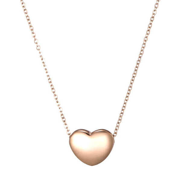 Simple Elegant Petite Puff Stainless Steel Heart Necklace