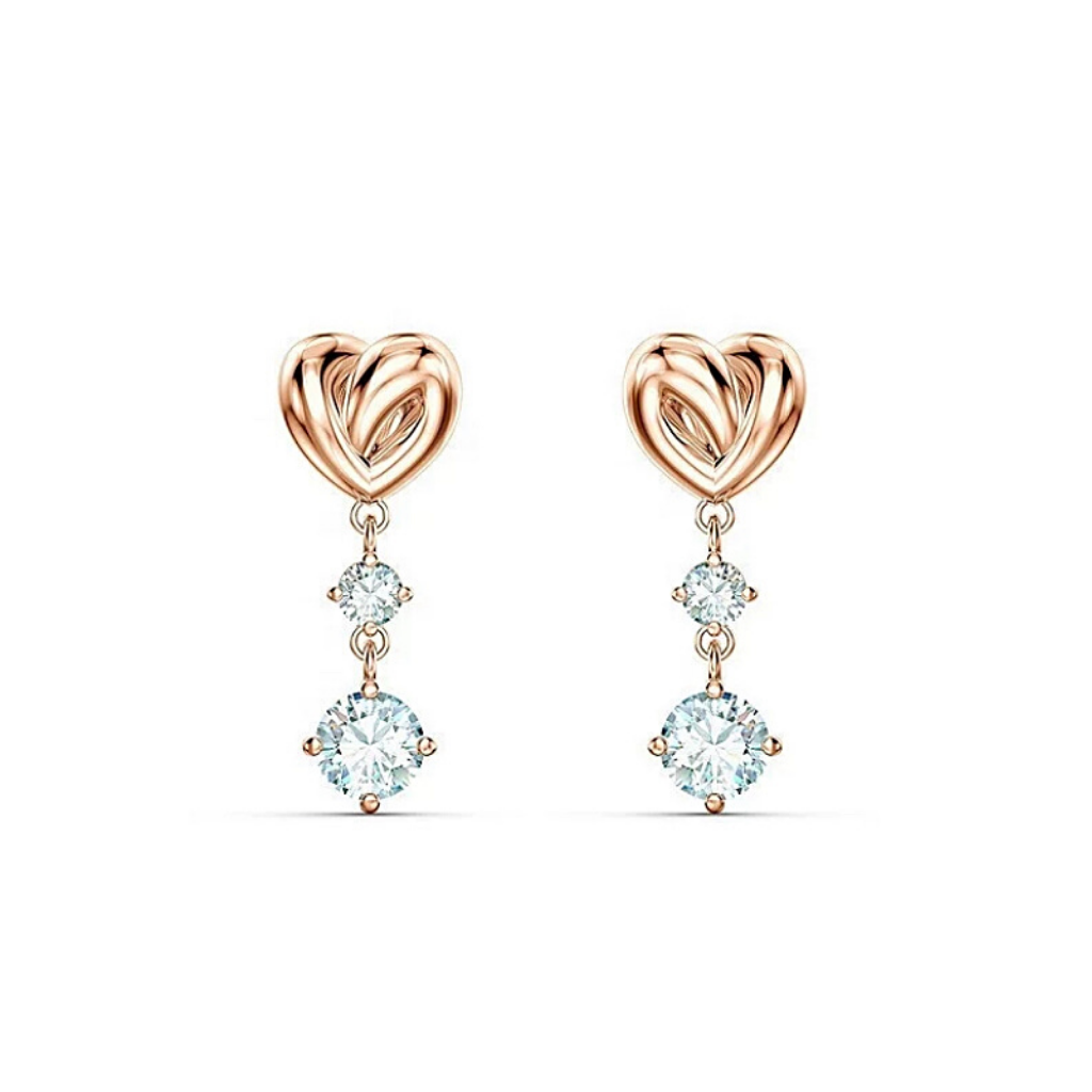 Delicate Sterling Silver Drop Swirl CZ Heart earrings - Ella Moore