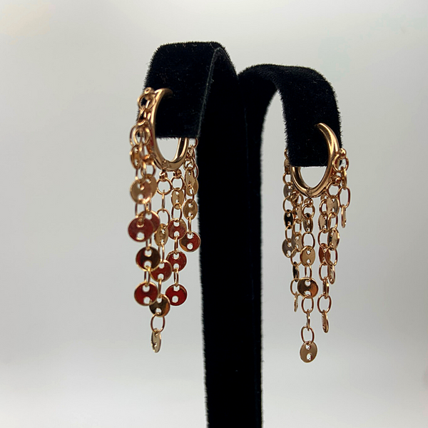 Rose Gold Tassel Small Hoop Earrings - Ella Moore