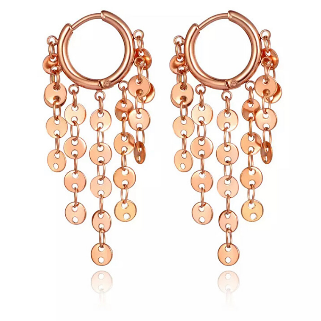 Rose Gold Tassel Small Hoop Earrings - Ella Moore