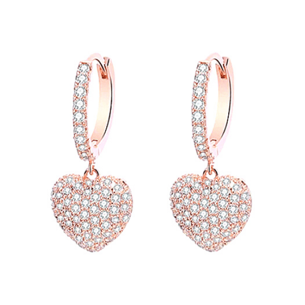 Glittering Petite CZ Dangling Heart Earrings
