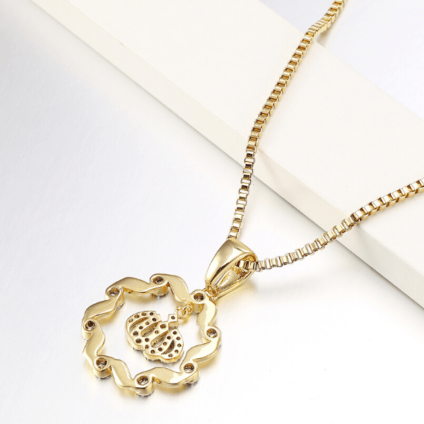 Gold Radiant CZ Allah Necklaces Style 1 Back - Ella Moore