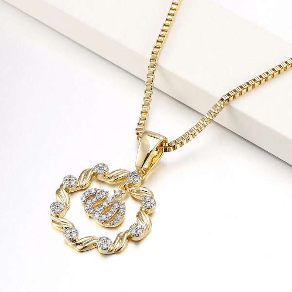 Gold Radiant CZ Allah Necklaces Style 1 - Ella Moore