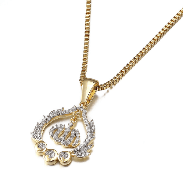 Gold Radiant CZ Allah Necklaces Style 2 - Ella Moore