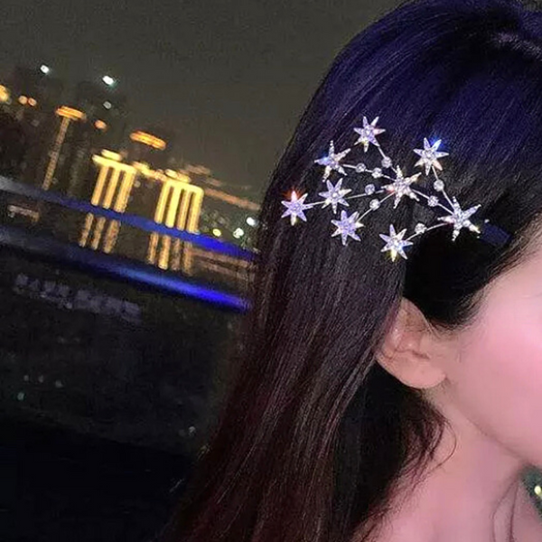 3 Piece Stars and Feather Rhinestone Alligator Hair Clips