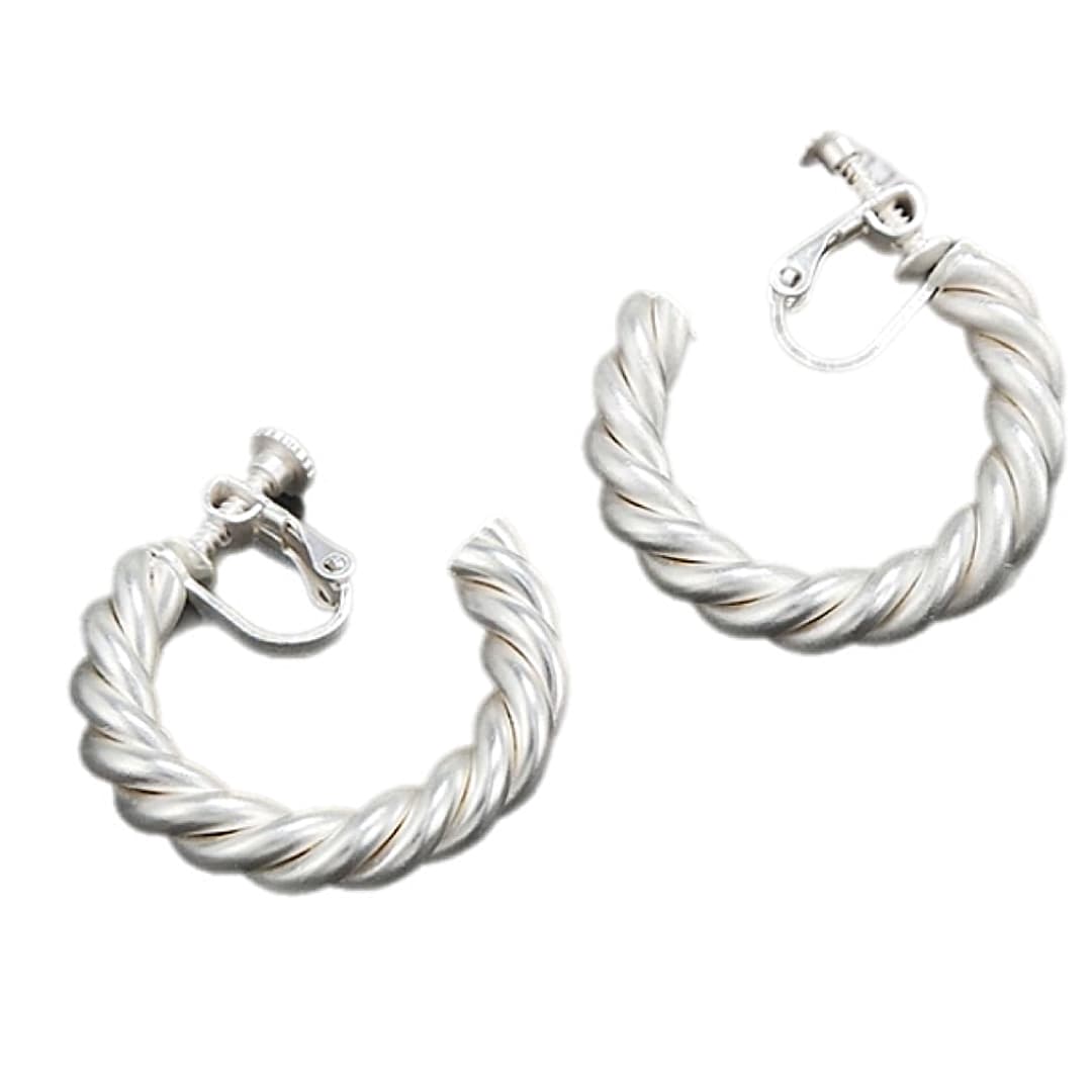 Silver  Classic Twist Hoop Women Clip On Earrings - Ella Moore