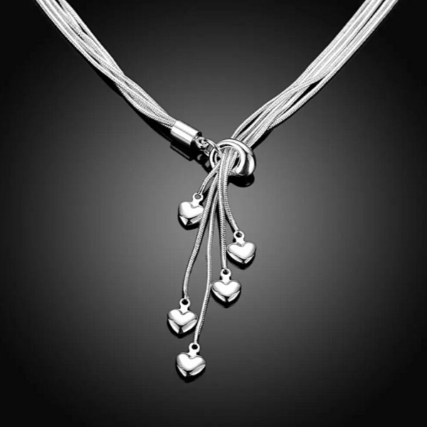 Sexy Silver Hearts Necklace - Ella Moore
