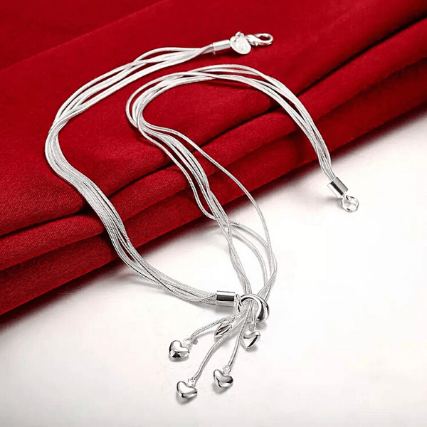 Sexy Silver Hearts Necklace - Ella Moore