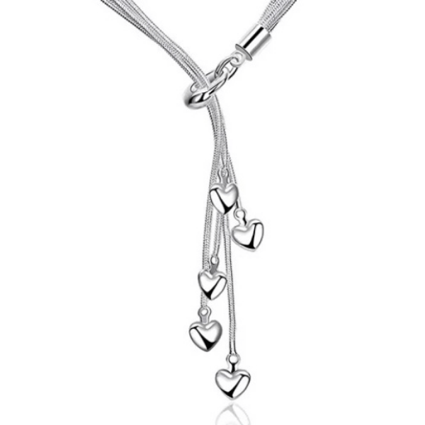 Sexy Silver Hearts Necklace - Ella Moore