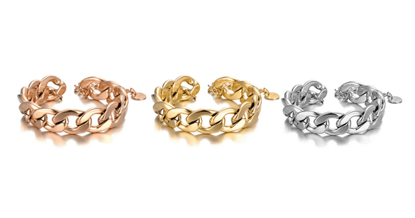 Rose Gold Yellow Gold Titanium Silver Stainless Steel Chain Linked Bracelet - Ella Moore