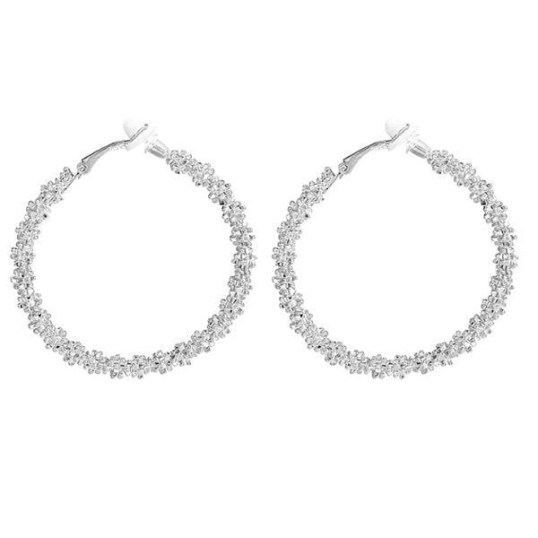Textured Hoop Clip On Earrings