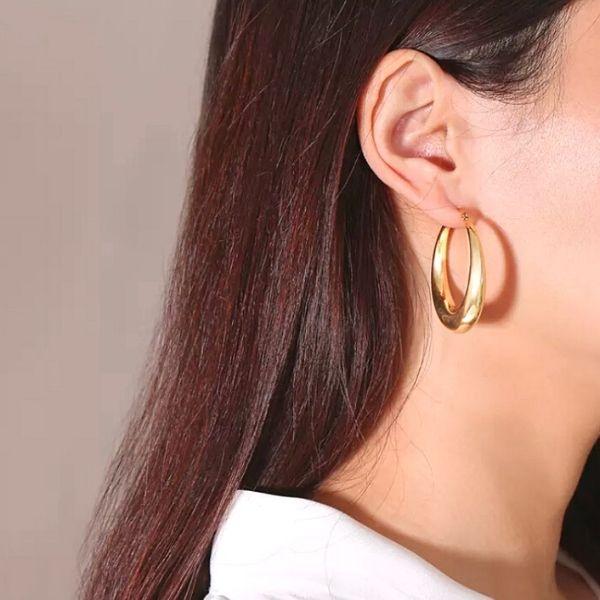 Sleek, Smooth Gold Womens Hoop Earrings - Ella Moore