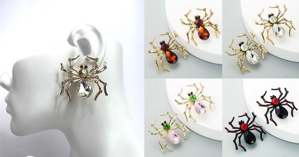 Sparkling Rhinestone Spider Earrings