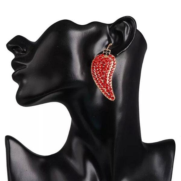 Spicy Red Hot Rhinestone Chili Pepper Earrings - Ella Moore