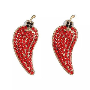 Spicy Red Hot Rhinestone Chili Pepper Earrings - Ella Moore