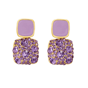 Refined Square Crystal Purple Dangle Earrings - Ella Moore