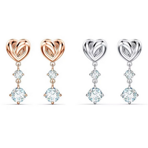 Delicate Sterling Silver Drop Swirl CZ Heart earrings - Ella Moore