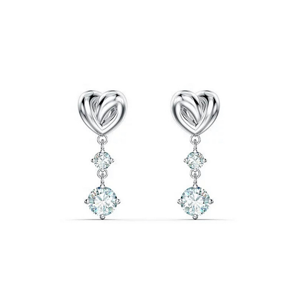 Delicate Sterling Silver Drop Swirl CZ Heart earrings - Ella Moore