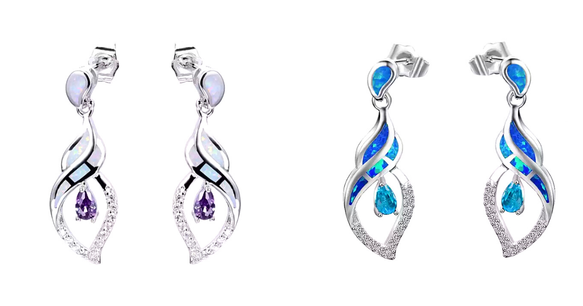  Dreamy Sterling Silver Teardrop Dangle Opal Earrings - Ella Moore