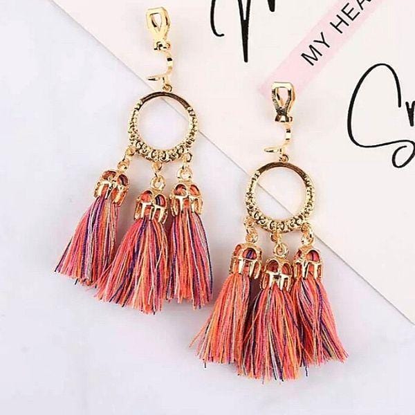 Sunset Boho-Style Clip On Tassel Earrings - Ella Moore