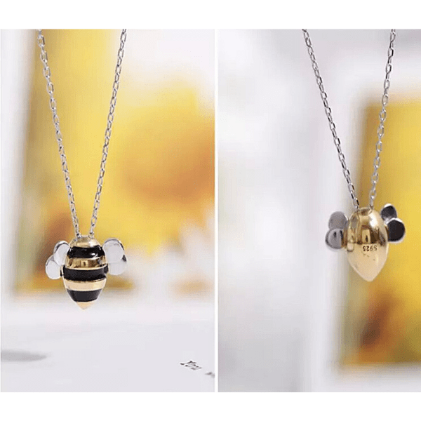 Petite Sweet Honey Sterling Silver Bee Necklace and Earrings Set - Ella Moore