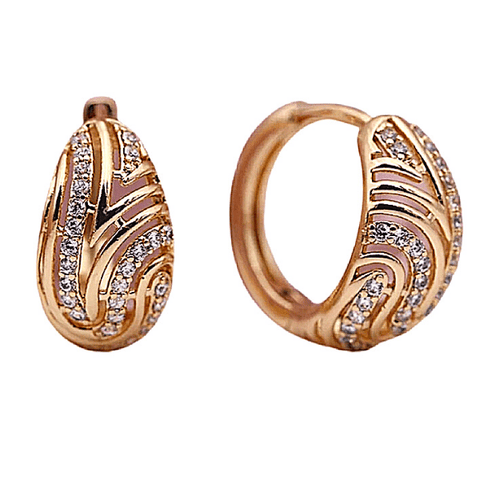 Petite Tear Drop CZ Small Rose Gold Hoop Earrings