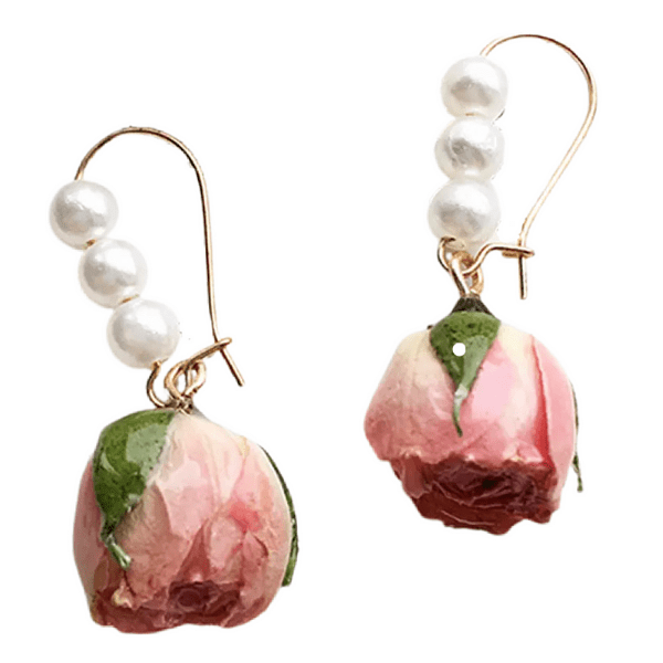 Charming Triple Pearl & Rose Gold Earrings