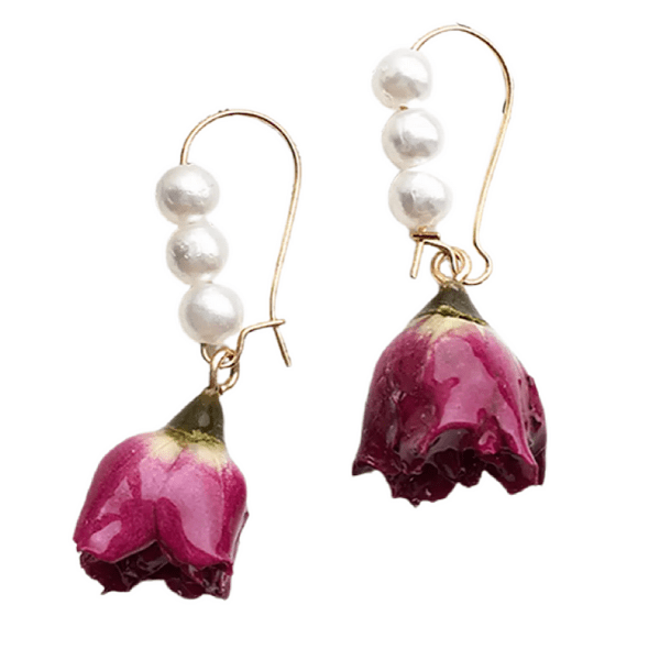 Charming Triple Pearl & Rose Gold Earrings