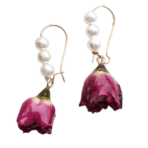 Charming Triple Pearl & Rose Gold Earrings