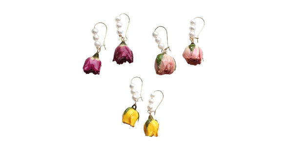 Charming Triple Pearl & Rose Gold Earrings