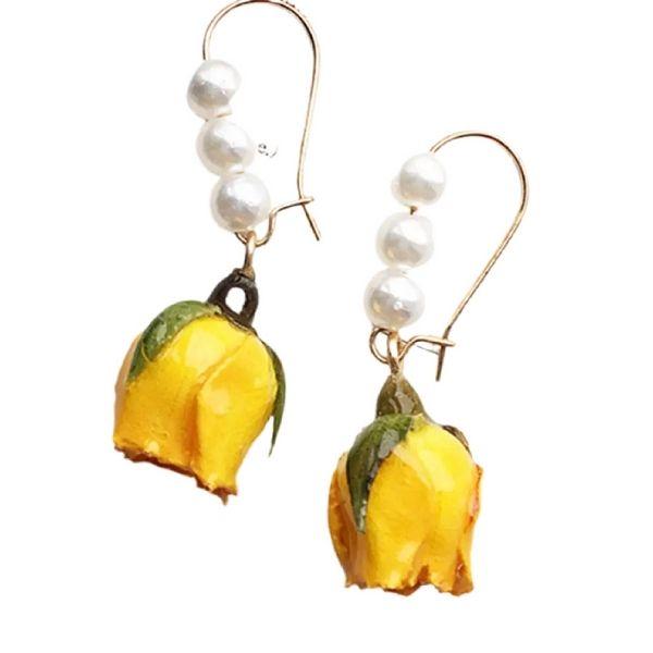 Charming Triple Pearl & Rose Gold Earrings