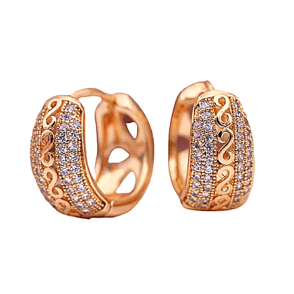 Twist CZ Cubic Zirconia Small Rose Gold Hoop Earrings