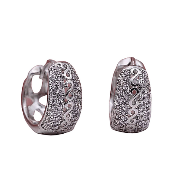 Twist CZ Cubic Zirconia Small Silver Hoop Earrings