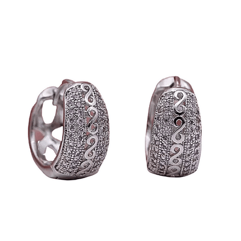 Twist CZ Cubic Zirconia Small Silver Hoop Earrings
