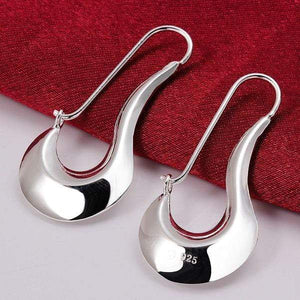 Unique Polished Silver Hoop Earrings